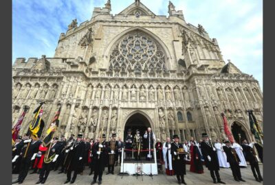 Exeter Cathedral Proclamation - dignitaries stood outside the Cathedral