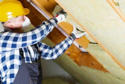 Loft insulation being installed