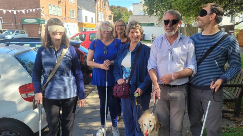 RNIB blindfolded walk in Magdalen Road