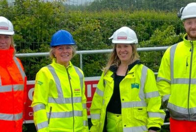 (Left to right) Lynda Sudlow from Griffiths, Councillor Andrea Davis, Fran Vallely- Senior Ecologist at TACP, Keanan Waters from Devon County Council