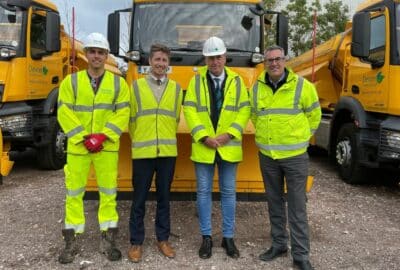 Ryan Wakely (Milestone Infrastructure), Alex Crump (Devon County Council's Network Operations Manager), Cllr Stuart Hughes and Simon Kane (Milestone Infrastructure's Contract Manager for Devon Highways)