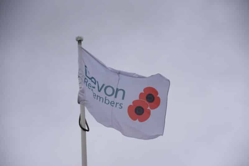 The Devon Remembers flag flying over County Hall