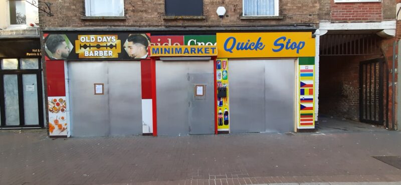 The boarded up shop in Taunton