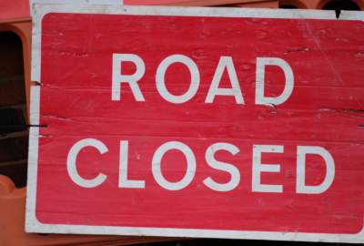 Road closed sign