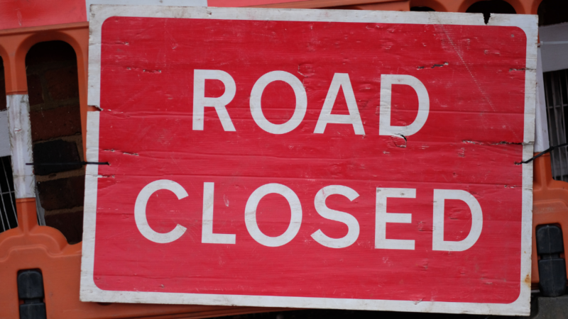 Road closed sign