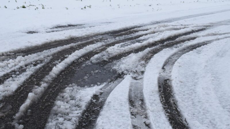 Tyre tracks in snow