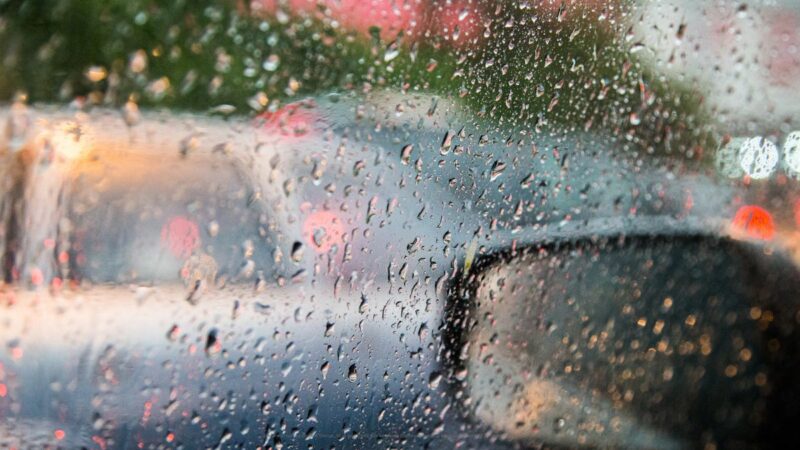 A car in the rain