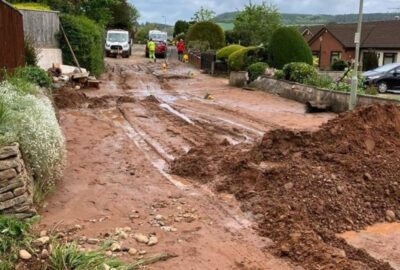 Flash flood damage in Newton Poppleford