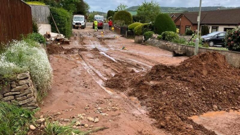 Flash flood damage in Newton Poppleford