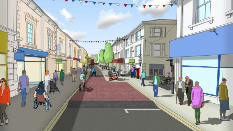 Artist impression of Queen Street, Newton Abbot