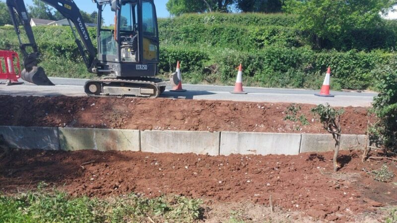 Repairs on the A3052 at Newton Poppleford