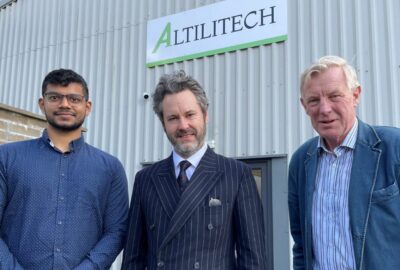 Left to right: Saurabh Bhandarkavathe (Altilitech Chemical Process Engineer), Dr Christian Marston (Altilitech Chief Technology Officer) and Devon County Councillor Rufus Gilbert