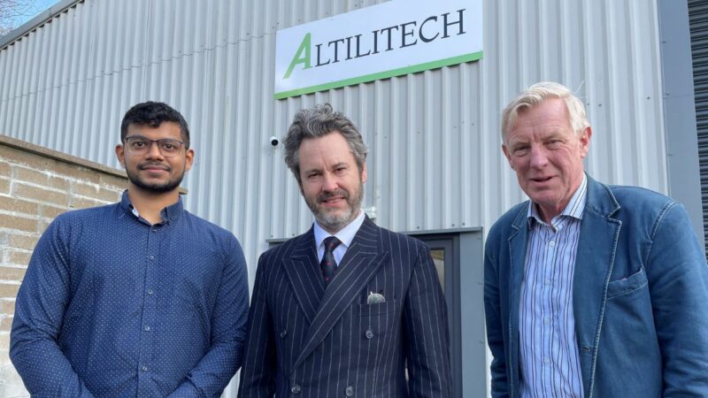 Left to right: Saurabh Bhandarkavathe (Altilitech Chemical Process Engineer), Dr Christian Marston (Altilitech Chief Technology Officer) and Devon County Councillor Rufus Gilbert