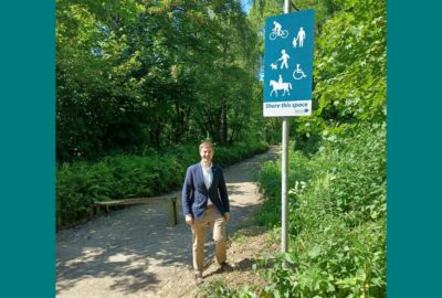 Councillor Saywell at Rolle Road
