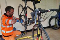 Sues employee repairing a bike