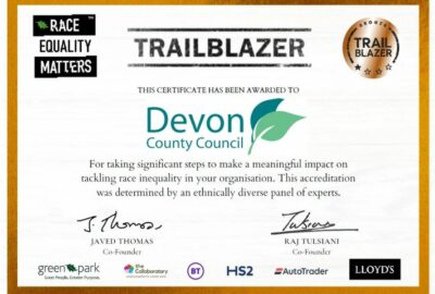 Bronze Trailblazer status certificate with Race Equality Matters