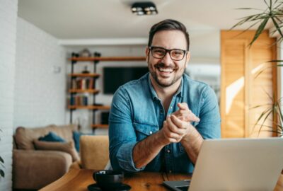 Man sat with laptop