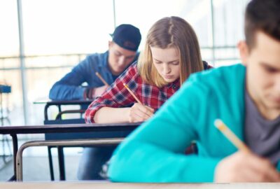 young people sitting their exams