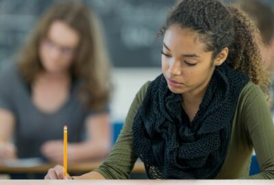 young people sitting their exams