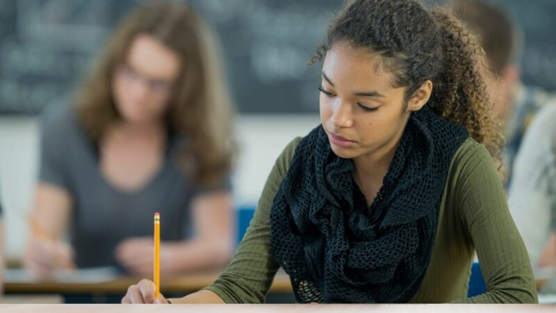 young people sitting their exams