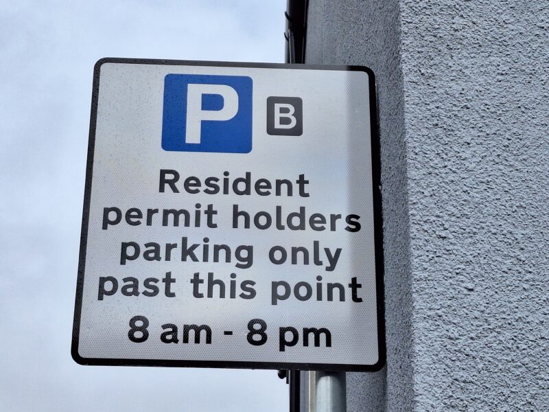 Residents' parking sign