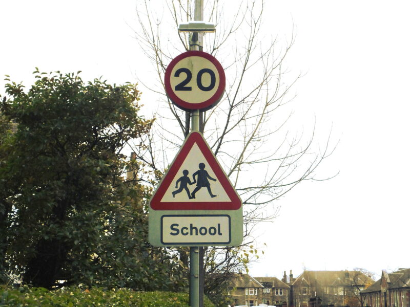 School 20mph sign