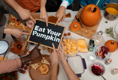 Pumpkins on a table