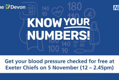 Know Your Numbers. Free blood pressure checks at Exeter Chiefs this Sunday