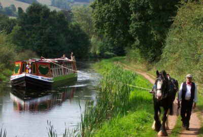 Horse drawn barge at the Grand Western Canal