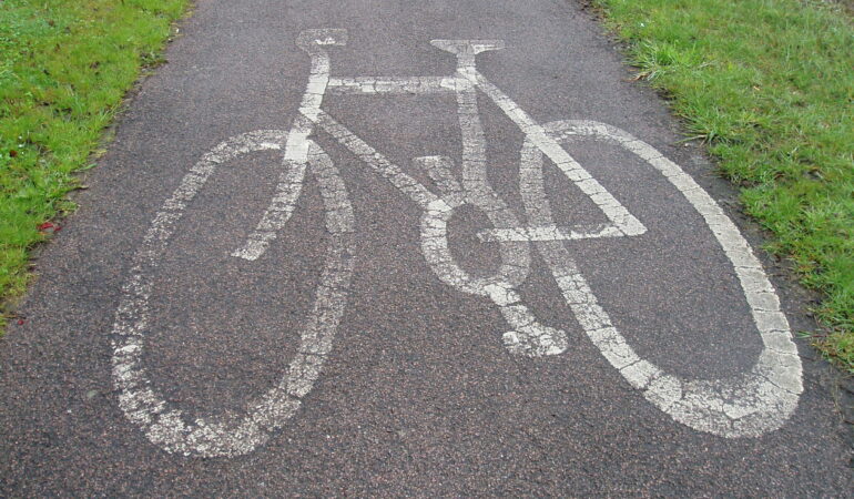 Cycle Route logo on Tarmac