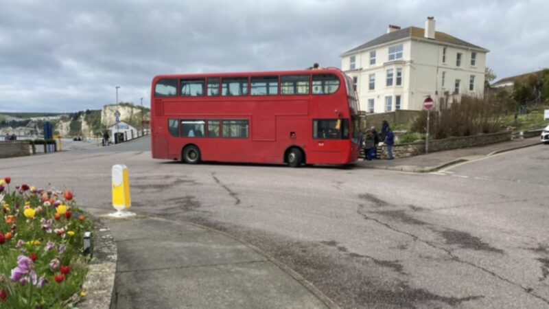 Bus at bus stop in Seaton