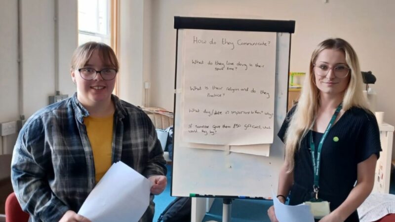 Emily and Aria, two of the young people who are delivering Total Respect training at Devon County Council