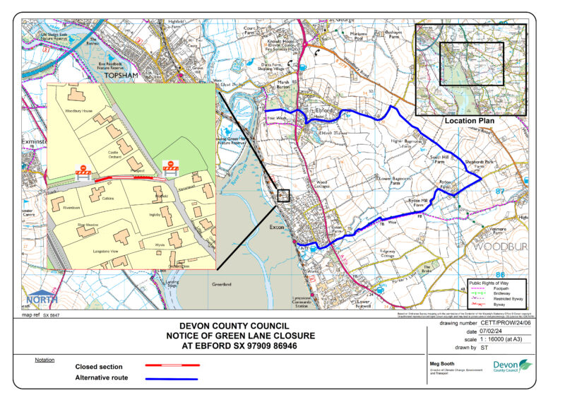 Map of Exe Estuary Trail and diversion