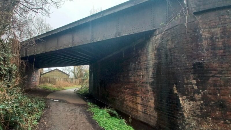Brixton Road Station Bridge - photo taken from under the bridge looking up at the main road above.