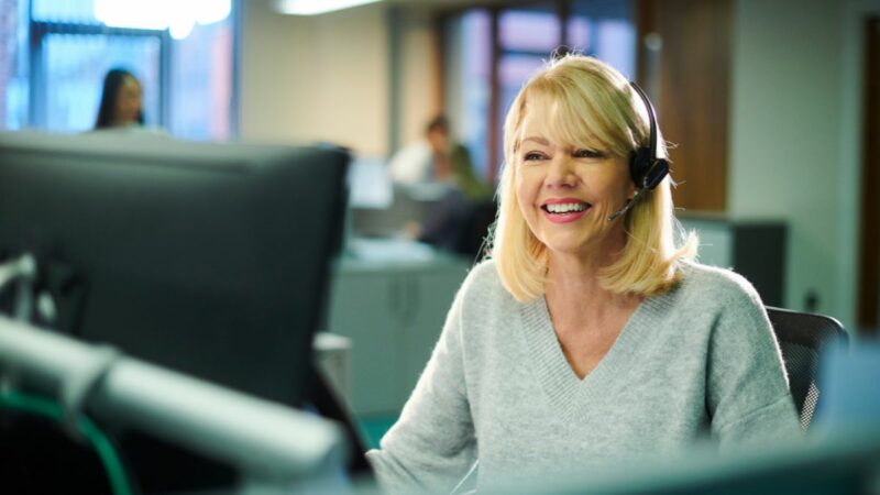 A customer service operator on a call