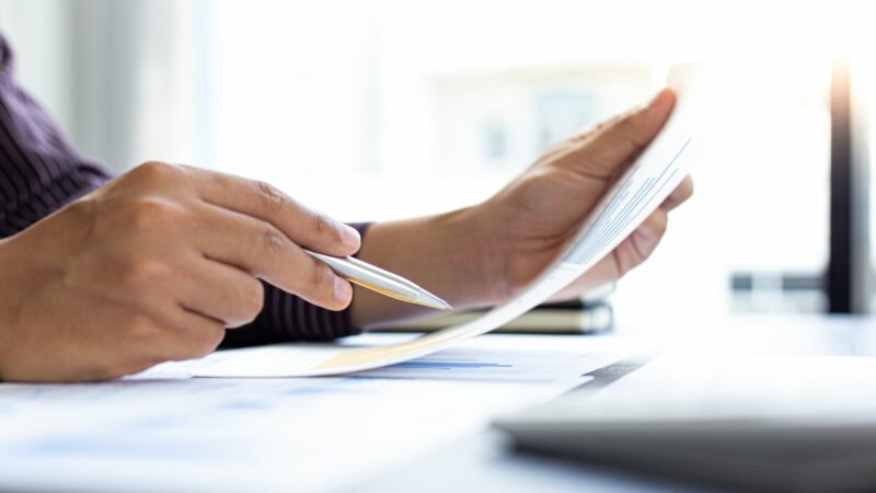 A person reading an document