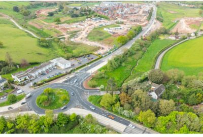 Aerial view of the roundabout improvements