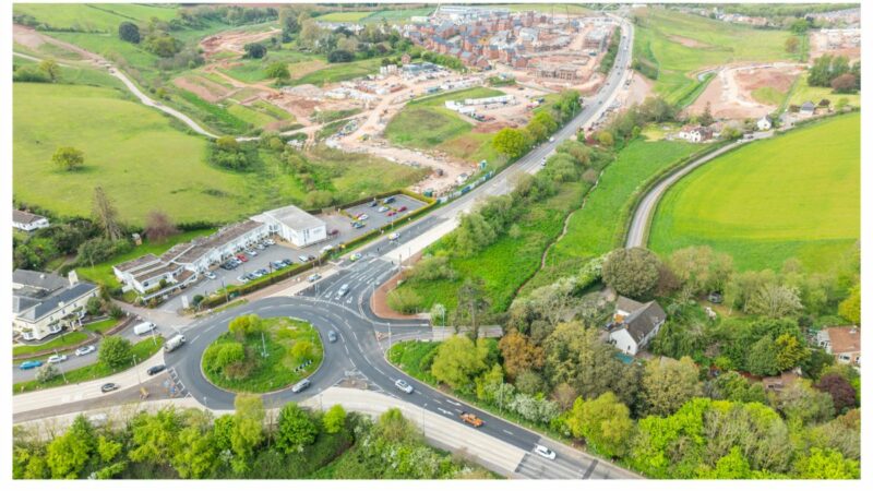 Aerial view of the roundabout improvements