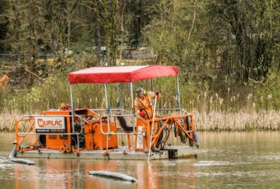Desilting work at Stover Country Park