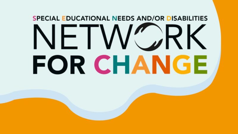 SEND Network For Change logo on an orange background