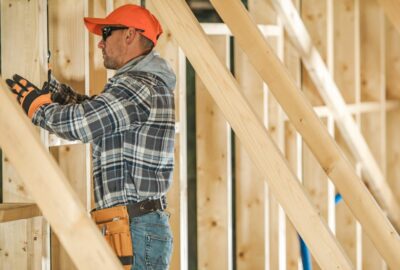 Tradesman carpenter working on a building site