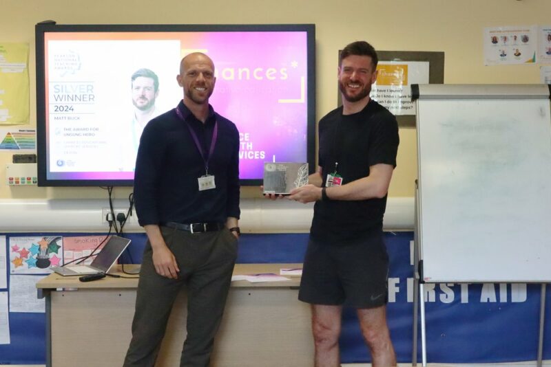 Matt Buck, from Chances Alternative Education School in Dawlish with Gary Hayes, Head Teacher of Chances Alternative Education