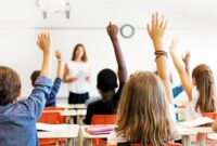 Primary school age children in their classroom