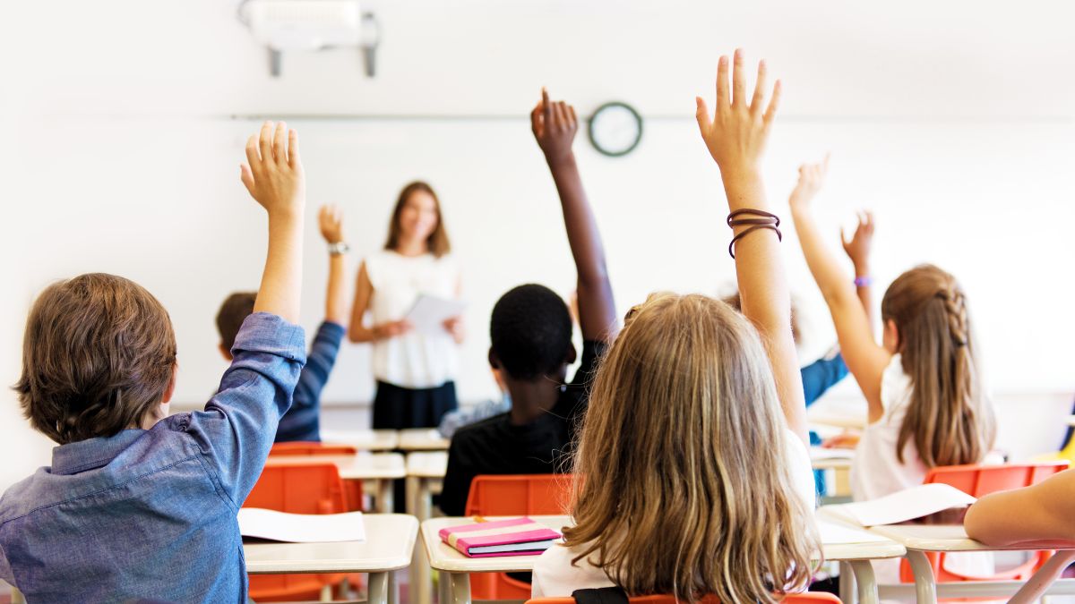 Primary school age children in their classroom