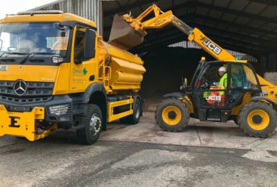 Gritter at a depot being loaded with salt