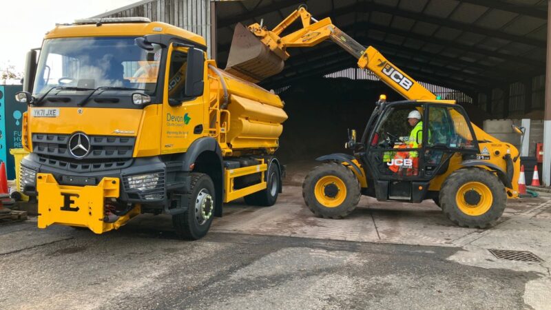 Gritter at a depot being loaded with salt