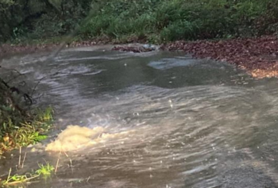 Flooded road Storm Bert