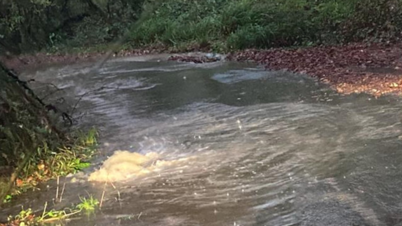 Flooded road Storm Bert