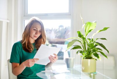 Woman reading a letter