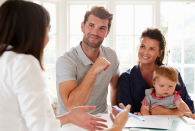 Keyworker talking to family
